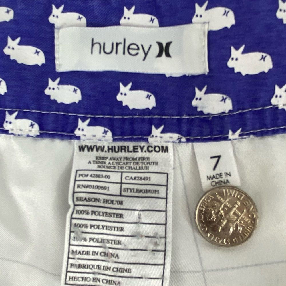Hurley plaid board shorts white purple teal size 7 - Picture 4 of 9